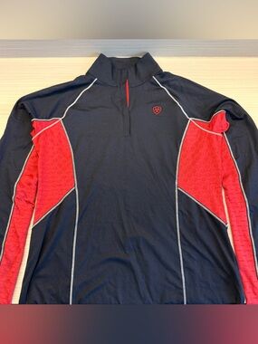 Ariat Red and Navy Equestrian ColdSeries Performance Top